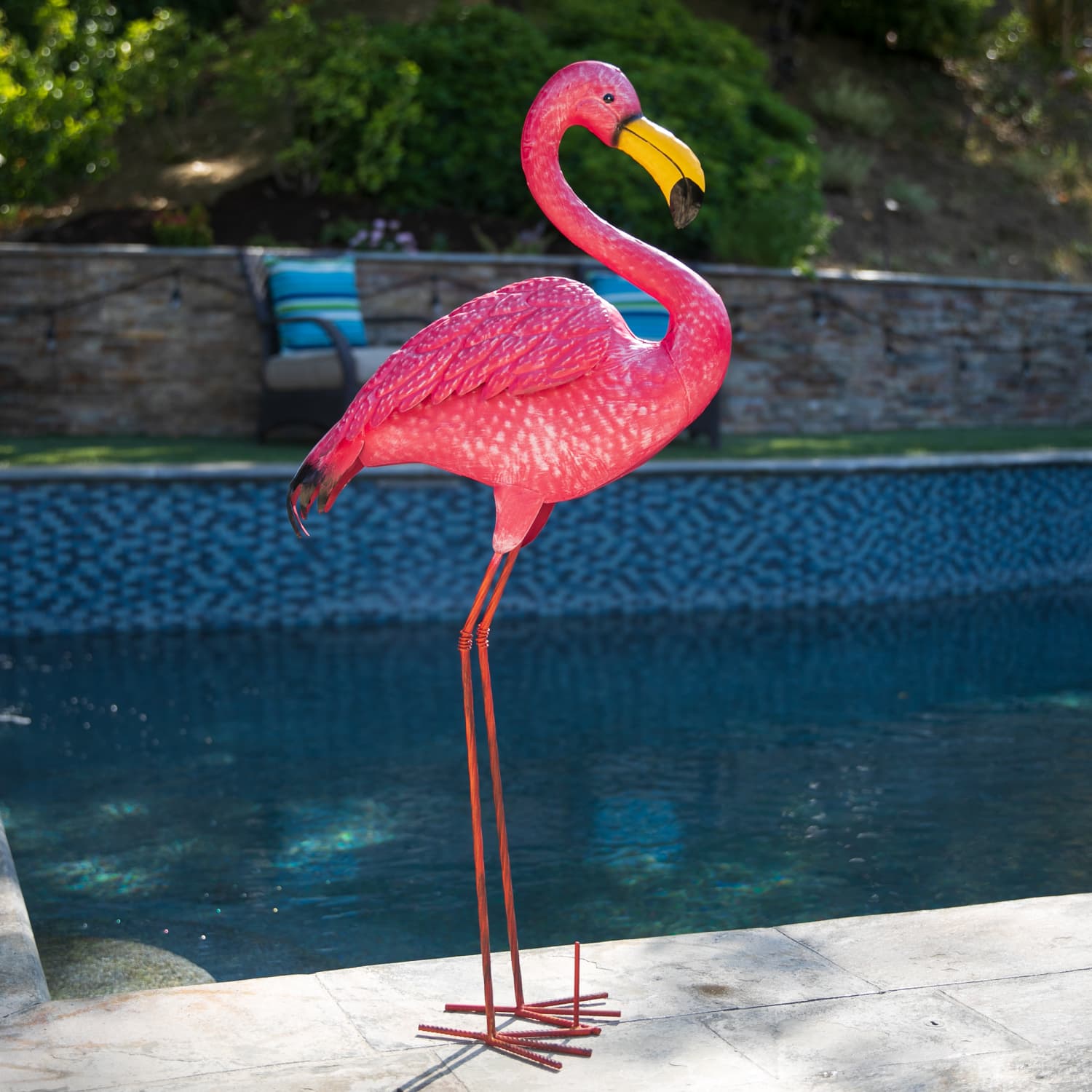 Pink Metal Flamingo Garden Statuary - Thumbnail 4