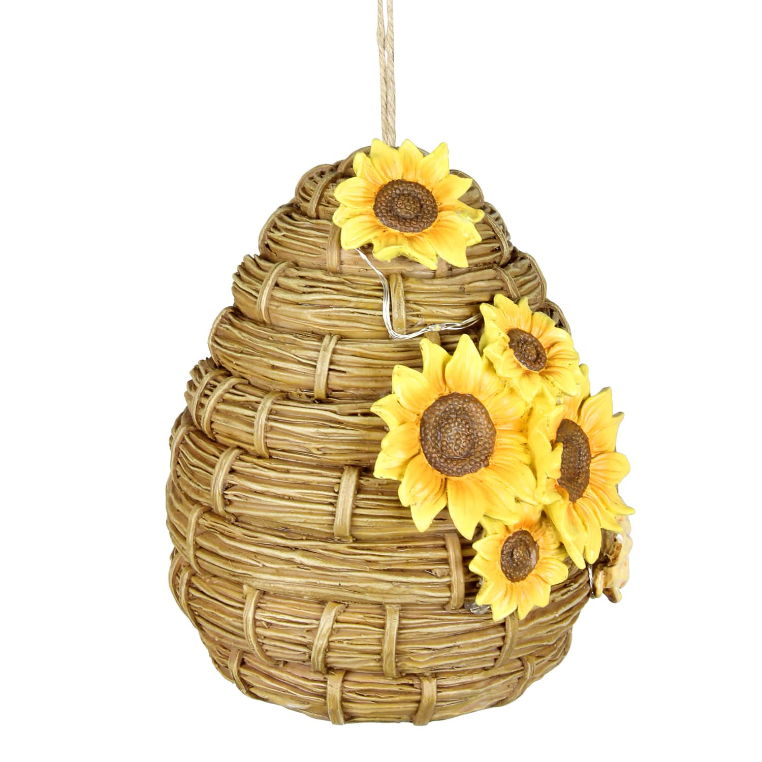 Solar Sunflower Hand Painted Bee Hive Hanging Bird House - Thumbnail 2