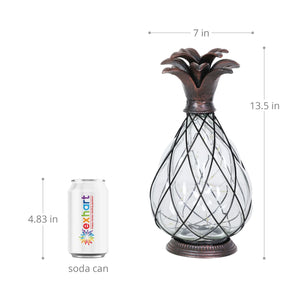 Solar Pineapple Lantern in Bronze with Fifteen LED Firefly String Lights, 13 inch | Shop Garden Decor by Exhart