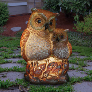 Solar Snuggling Owl and Owlet Garden Statue, 5 by 9 Inches | Shop Garden Decor by Exhart