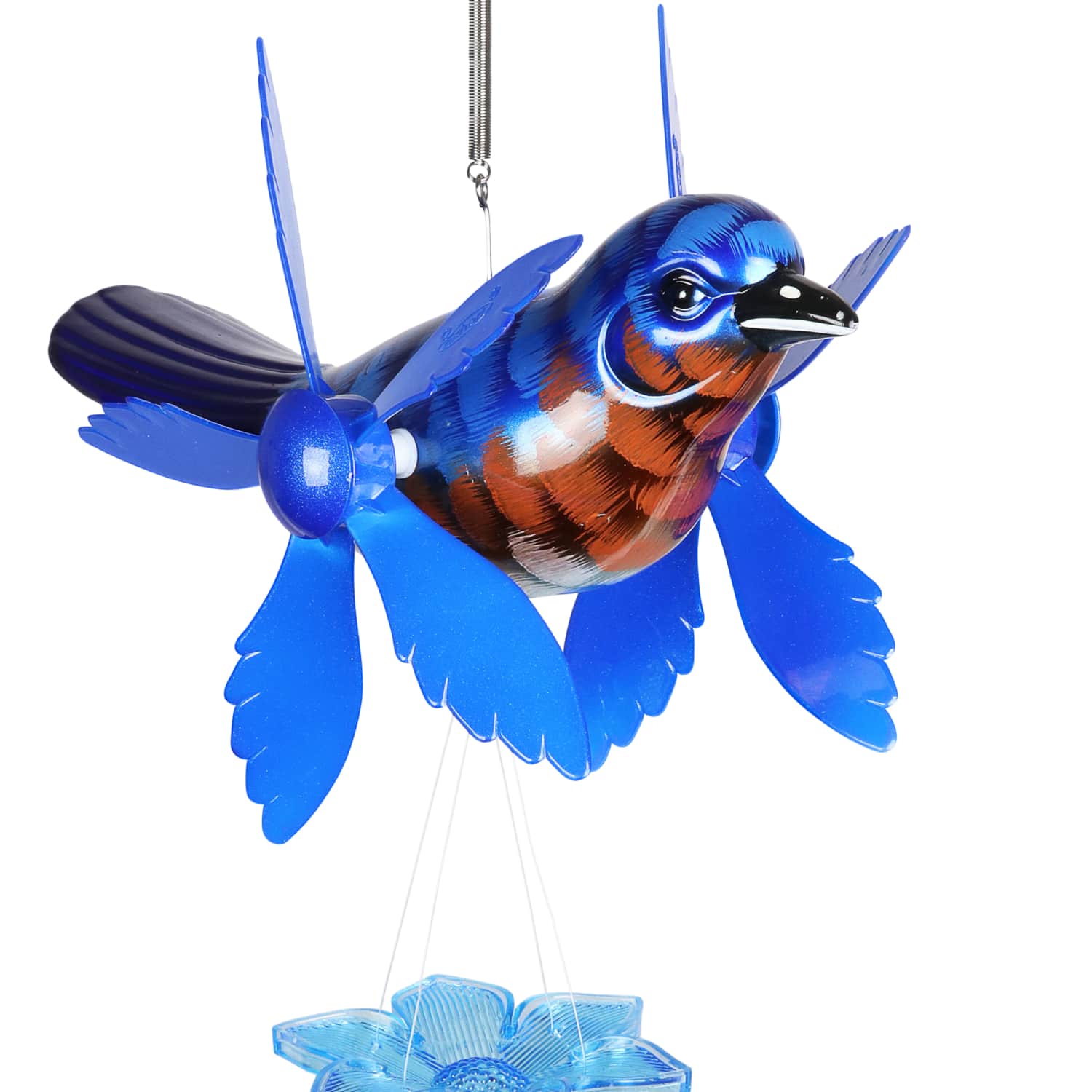 Metallic Blue Bird Whirligigs Spinning Windchime - Thumbnail 3