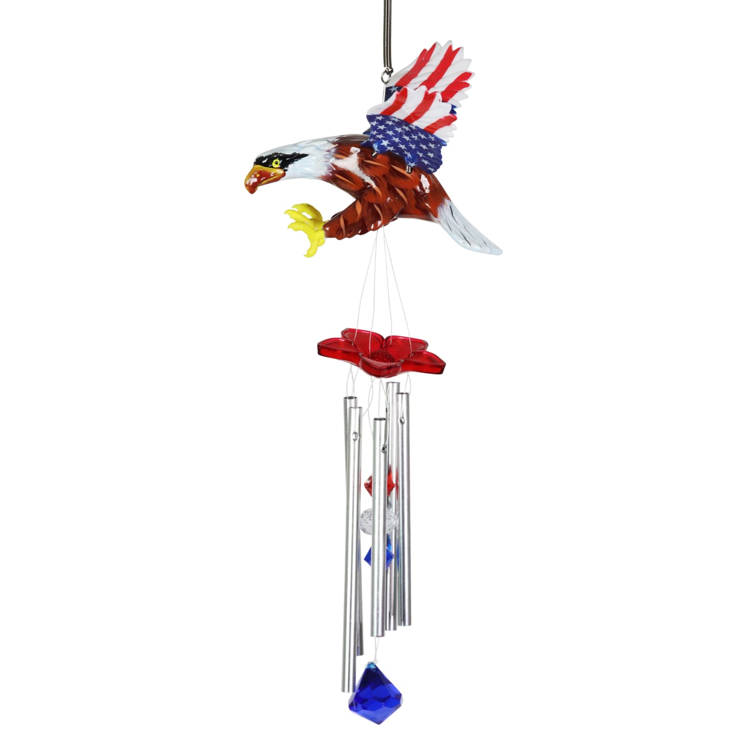 WindyWing Patriotic Eagle Wind Chime with American Flag Wings - Thumbnail 3