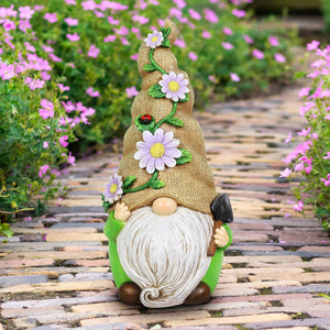 Hand Painted Burlap Hat Garden Gnome Statuary with a Spade, 6 by 10.5 Inches | Shop Garden Decor by Exhart