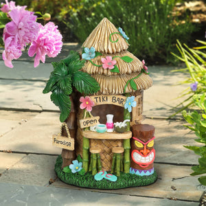 Solar Hand Painted Tiki Bar Garden Statue, 8 by 11.5 Inches | Shop Garden Decor by Exhart