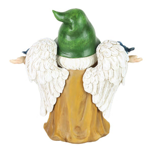 Angel Garden Gnome Statue with Wings, Birds, and Tree Trunk Body, 9 x 4.5 x 9.5 Inches | Shop Garden Decor by Exhart