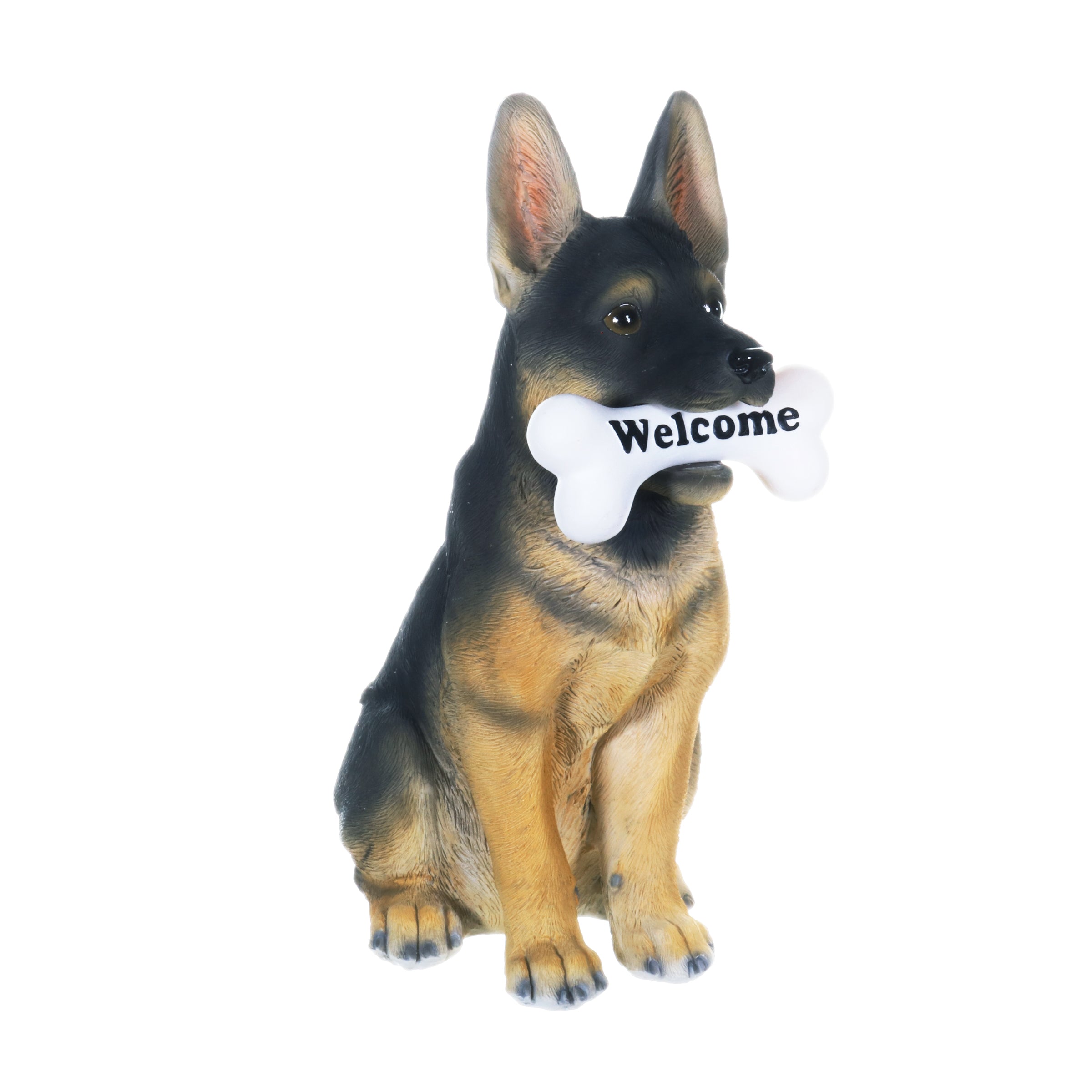 Solar German Shepherd Dog with LED Welcome Bone Garden Statuary - Thumbnail 3