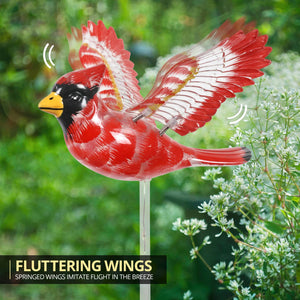 Solar WindyWing Cardinal Garden Stake with Red LED Lights, 7 Inch | Shop Garden Decor by Exhart