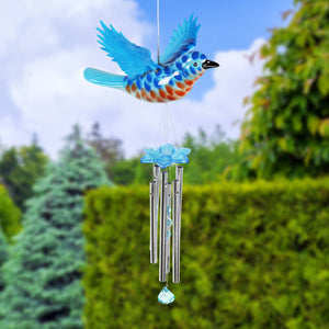 Solar WindyWings Blue Bird Wind Chime, 10 by 9 Inches | Shop Garden Decor by Exhart
