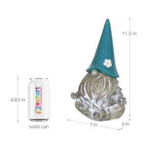 Good Time Solar Gnamaste Meditating Gnome Statue with Teal Hat, 11 Inch | Shop Garden Decor by Exhart