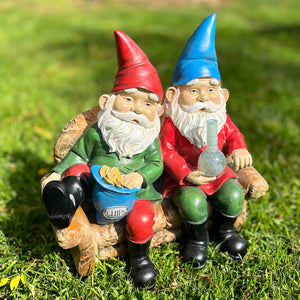 Good Time Bud Buddies Gnomes Smoking Marijuana with Light Up LEDs on a Battery Timer, Indoor or Outdoor, 10 Inch | Exhart