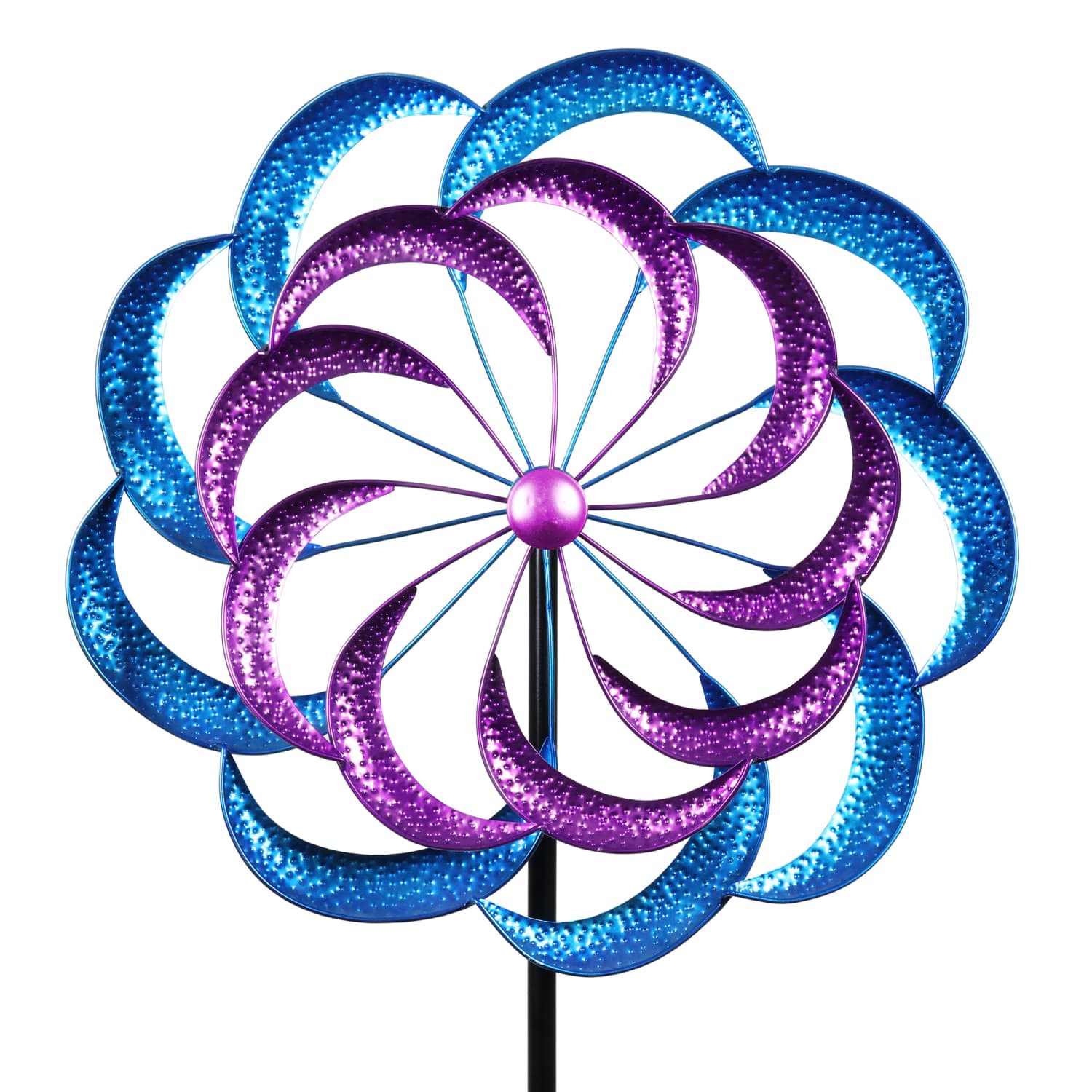 Exhart Kinetic Double Wave Windmill Garden Spinner Stake