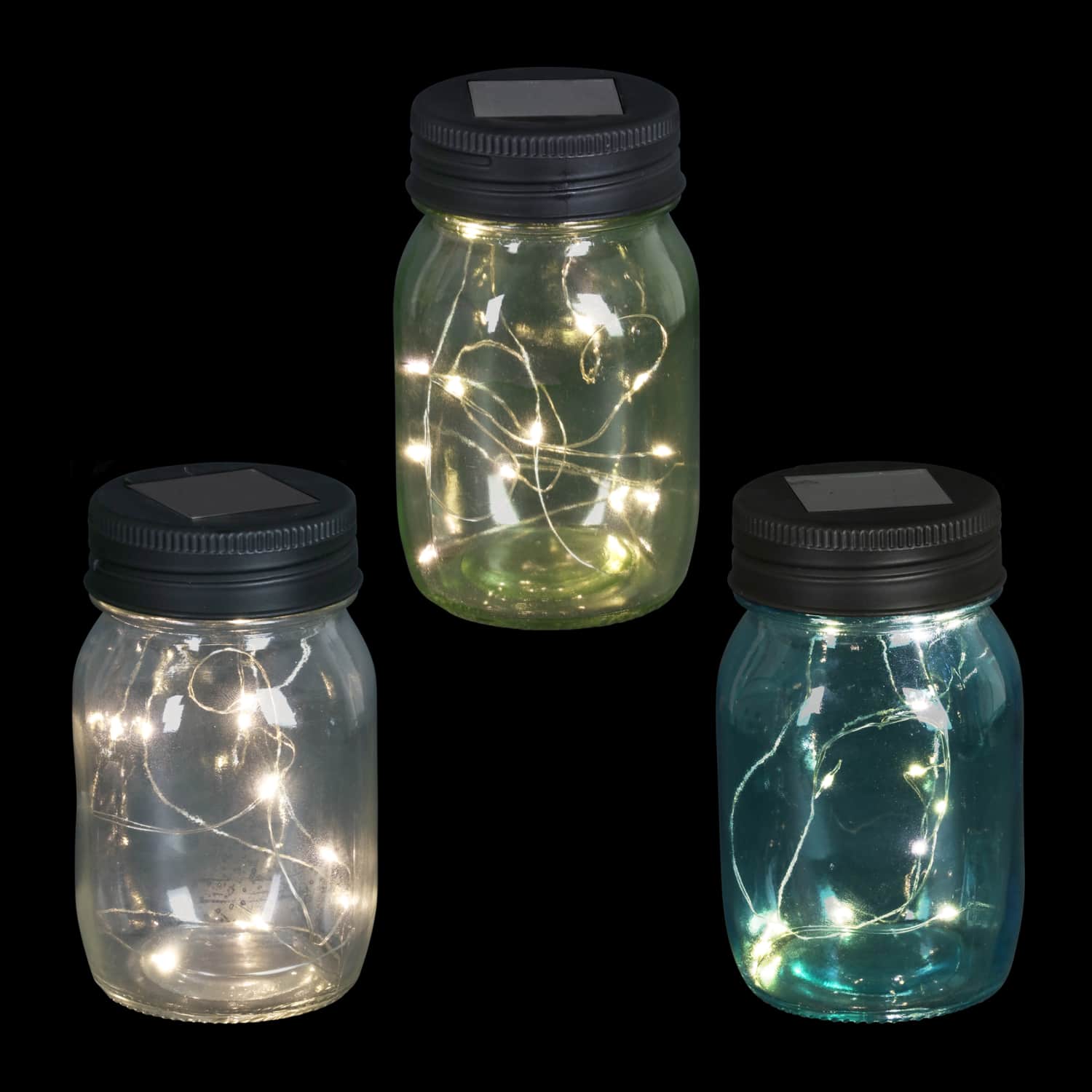 3 Piece Solar Glass Firefly Light Jar Set - Thumbnail 5