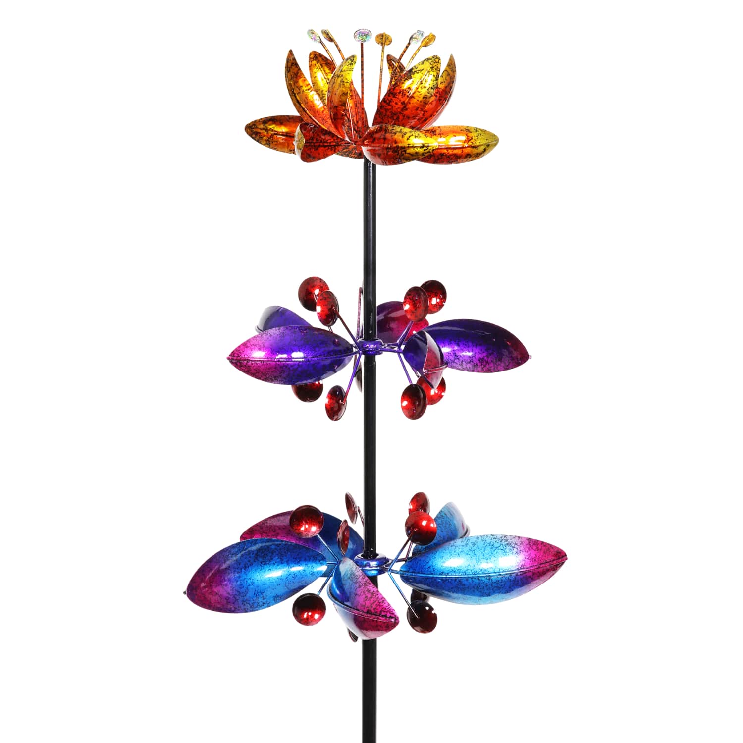 Exhart Lotus Flower Wind Spinner Garden Stake - Thumbnail 3