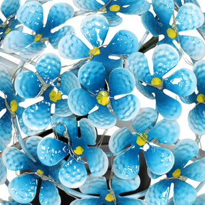 Solar Metal Hydrangea Garden Stake in Turquoise with Twenty Six LED lights, 7 by 21 Inches | Shop Garden Decor by Exhart