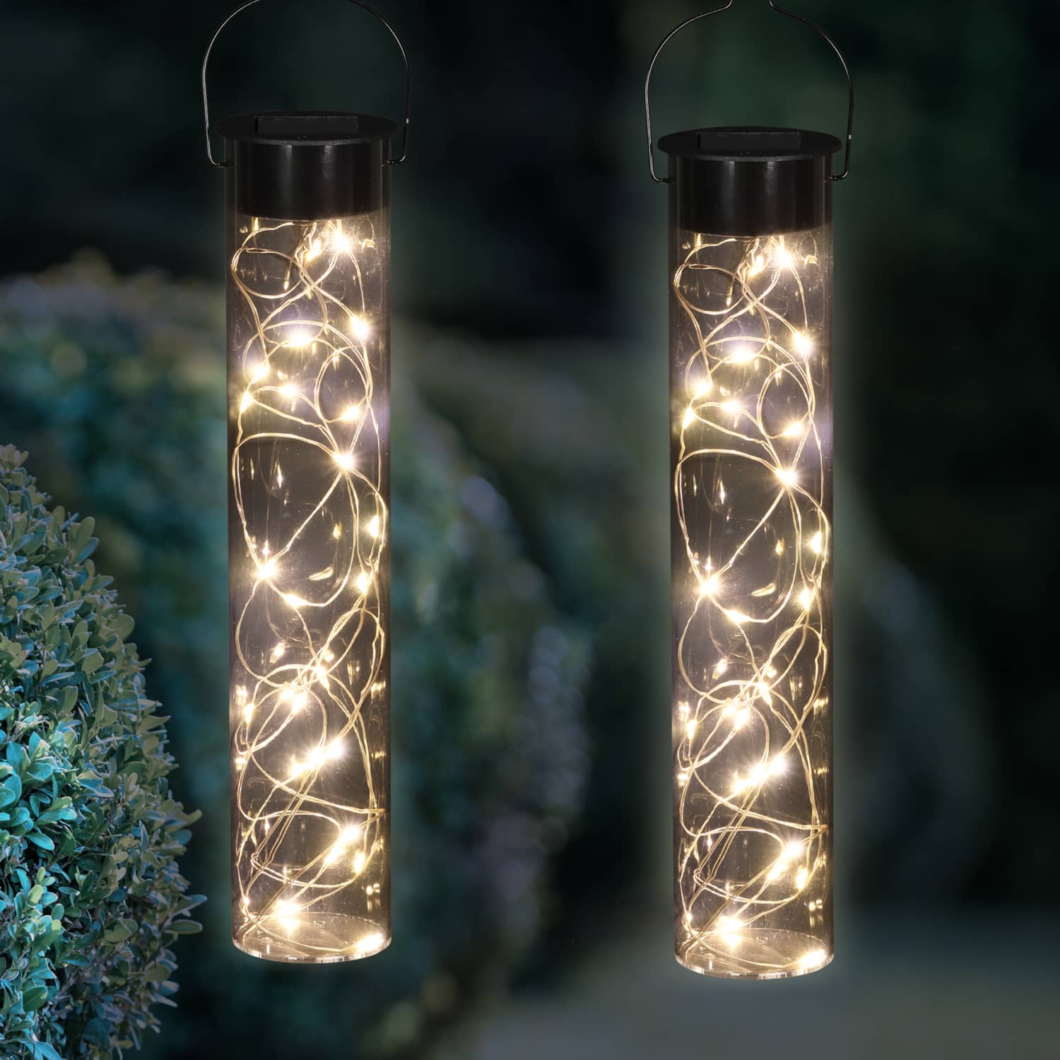 2 Piece Solar Acrylic Hanging Light Sticks with 20 Color Changing LED Firefly Lights - Thumbnail 4