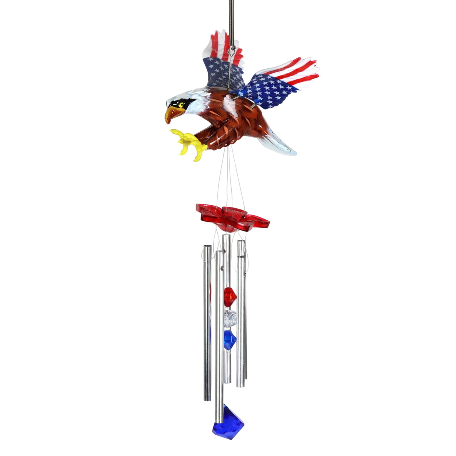 WindyWing Patriotic Eagle Wind Chime with American Flag Wings