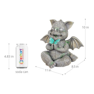 Solar Praying Dragon Garden Statue with LED Butterfly, 11 by 10 Inches | Shop Garden Decor by Exhart