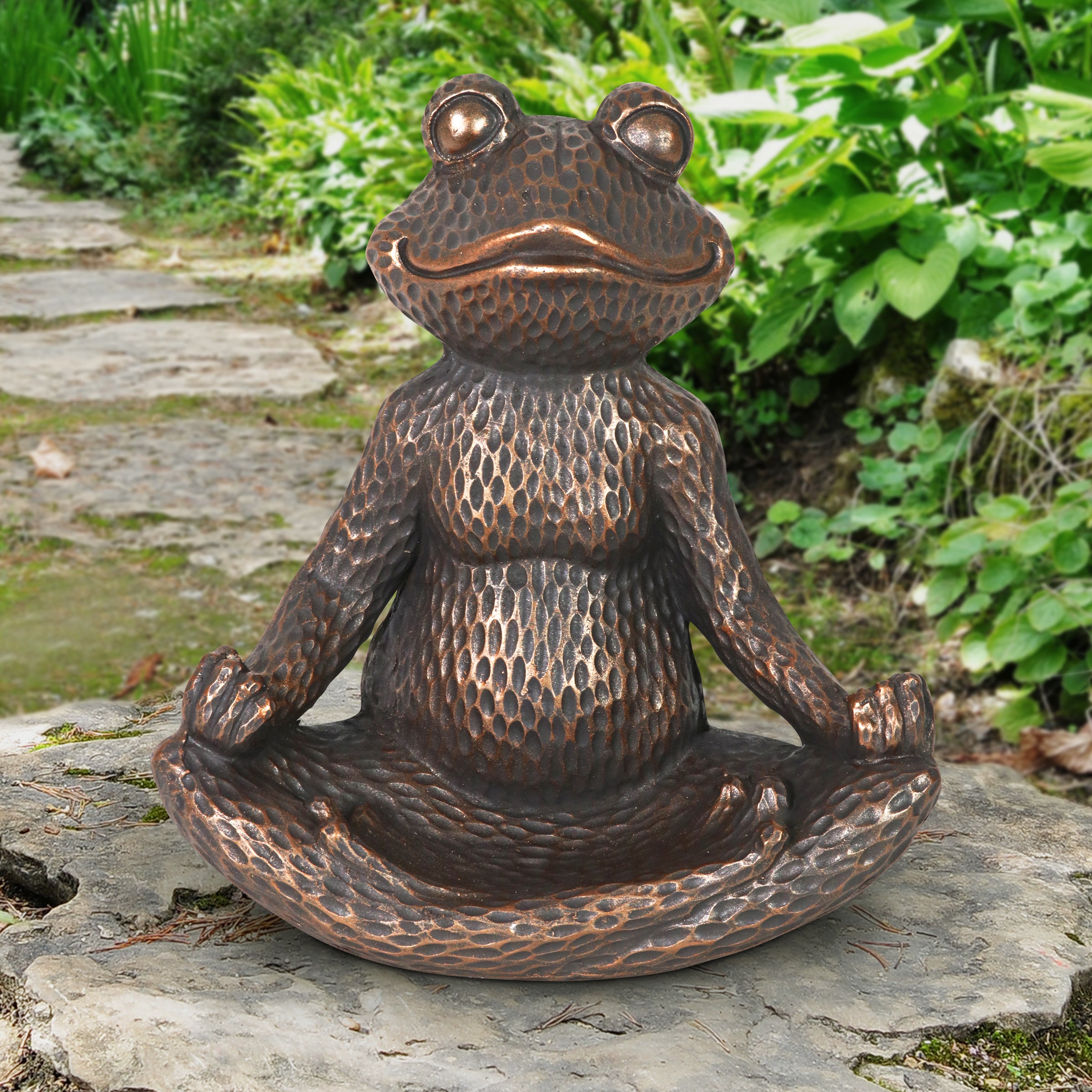 Meditating Yoga Frog Bird Feeder or Decorative Bowl