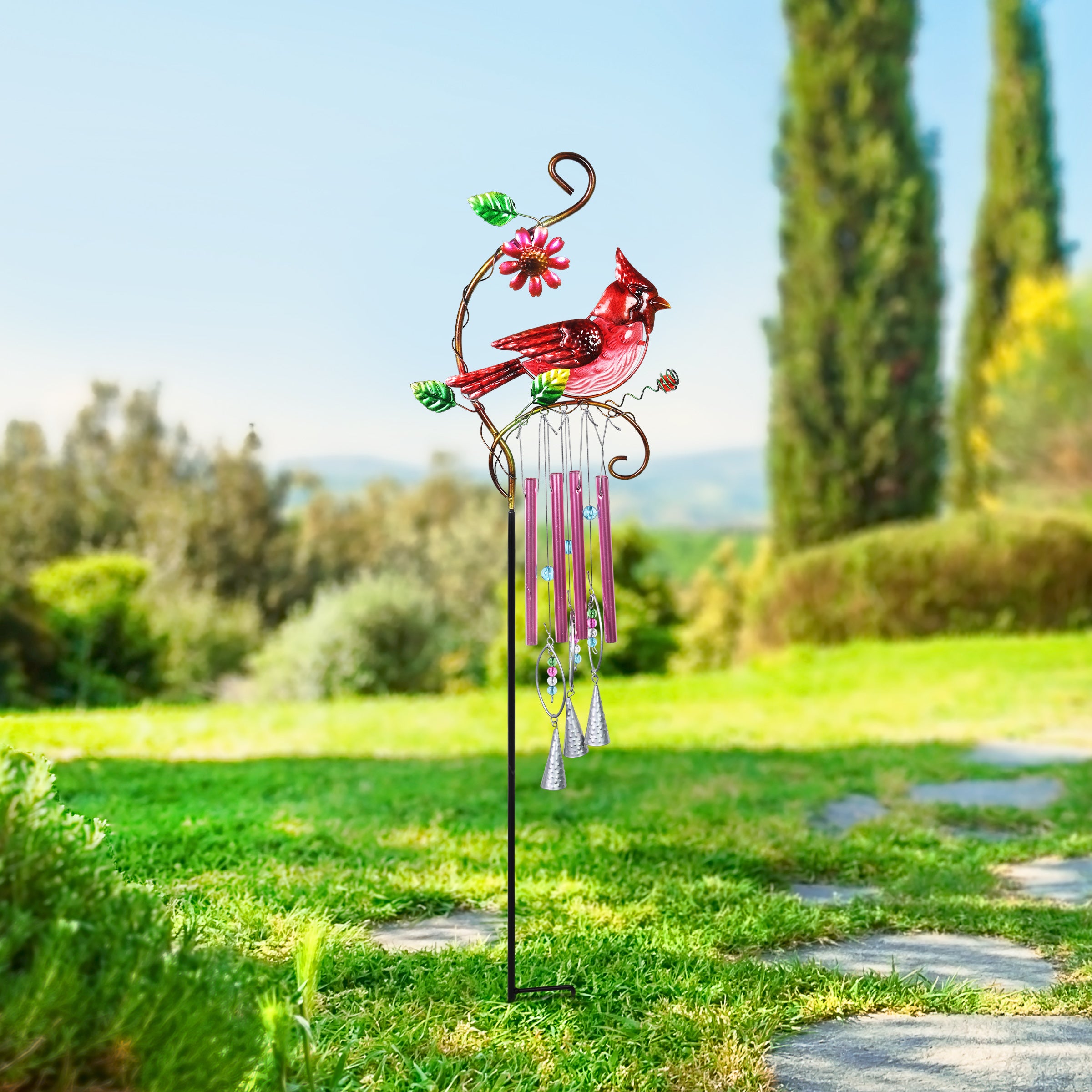 Exhart Cardinal Wind Chime Garden Stake - Thumbnail 2