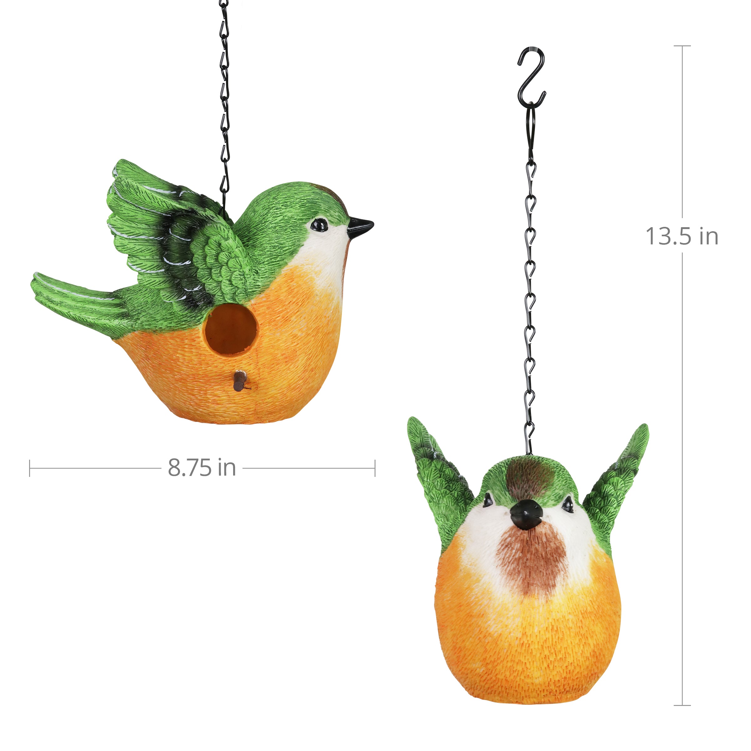 Peach Bird Hand Painted Bird House - Thumbnail 4