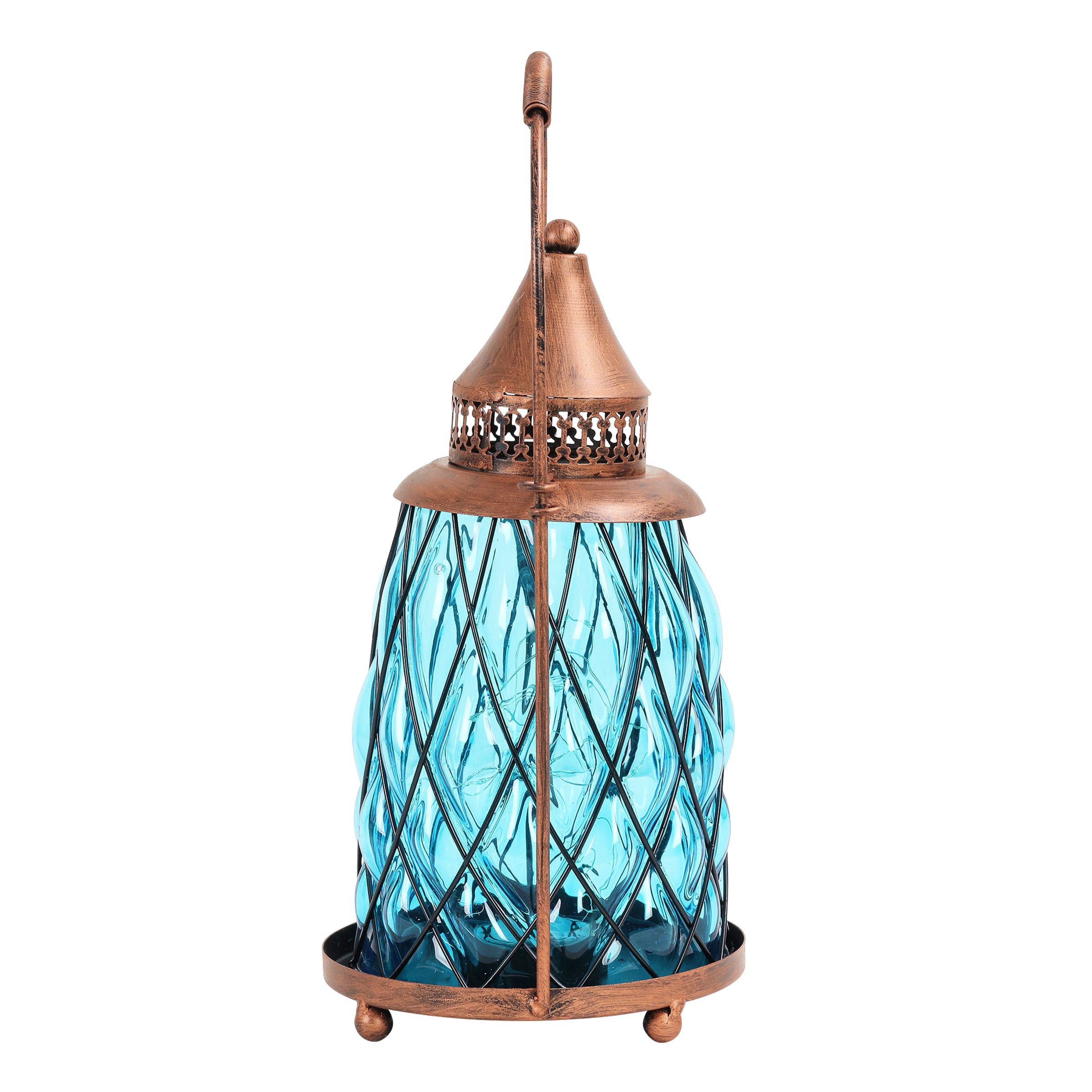 Exhart Metal and Glass Accent Lantern - Thumbnail 2