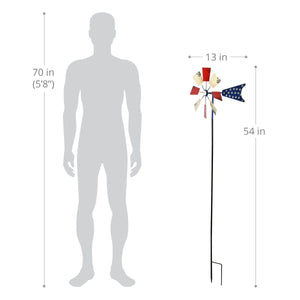 Patriotic Windmill Kinetic Spinner Garden Stake, 12 by 54 Inches | Shop Garden Decor by Exhart