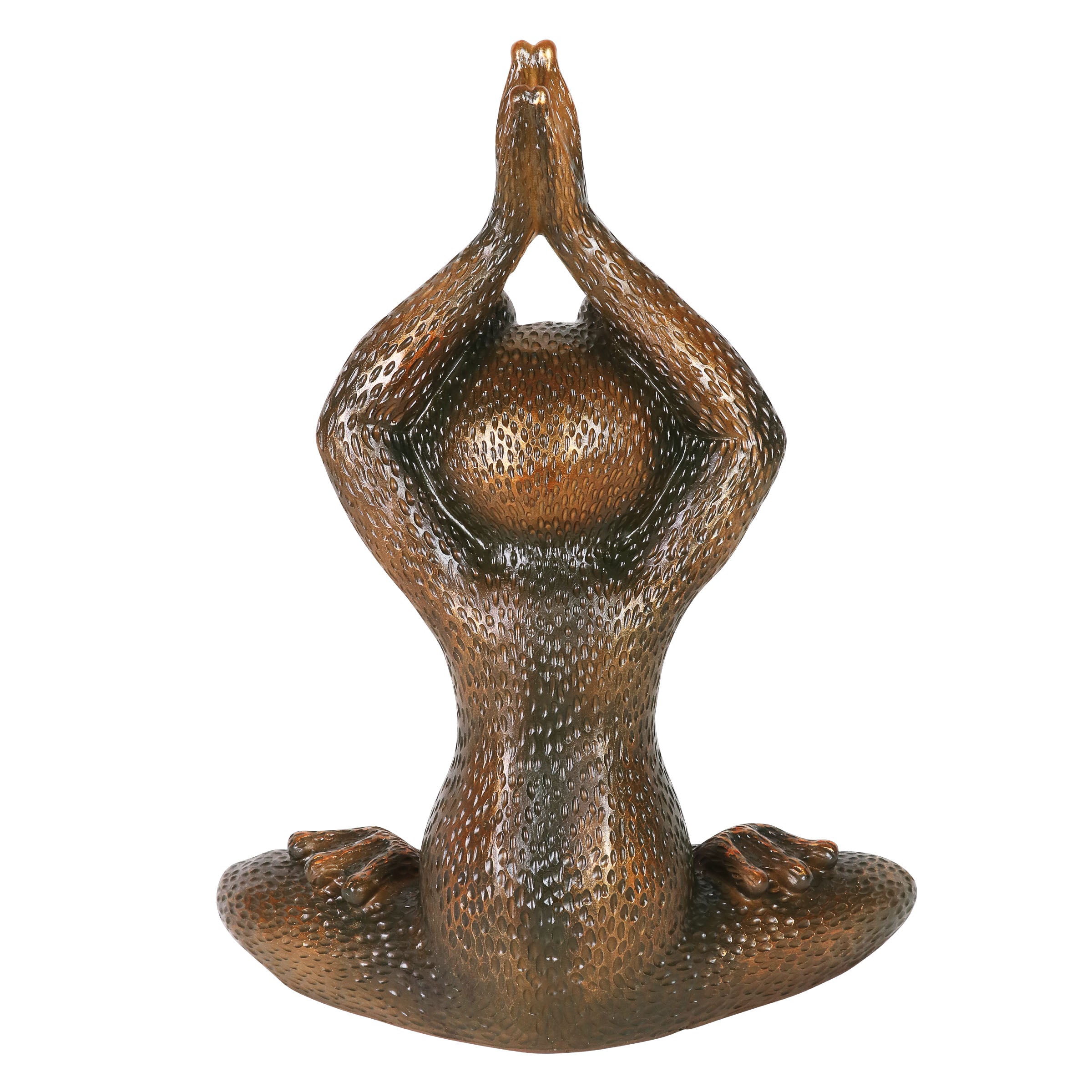 Meditating Bronze Yoga Frog Garden Statue - Thumbnail 2