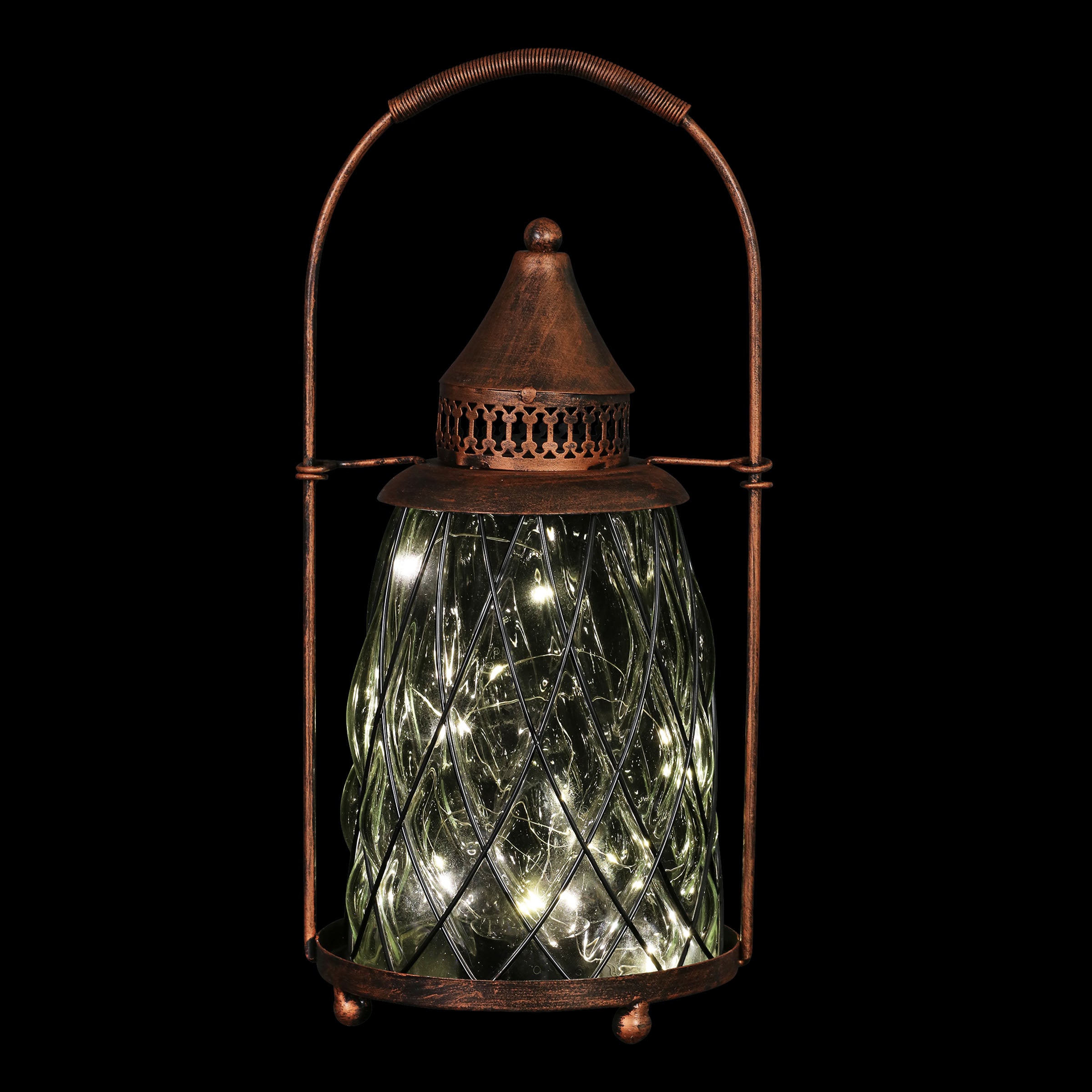 Exhart Metal and Glass Accent Lantern