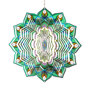 Laser Cut Green Metal Hanging Garden Spinner with Beaded Details, 12 Inch | Shop Garden Decor by Exhart