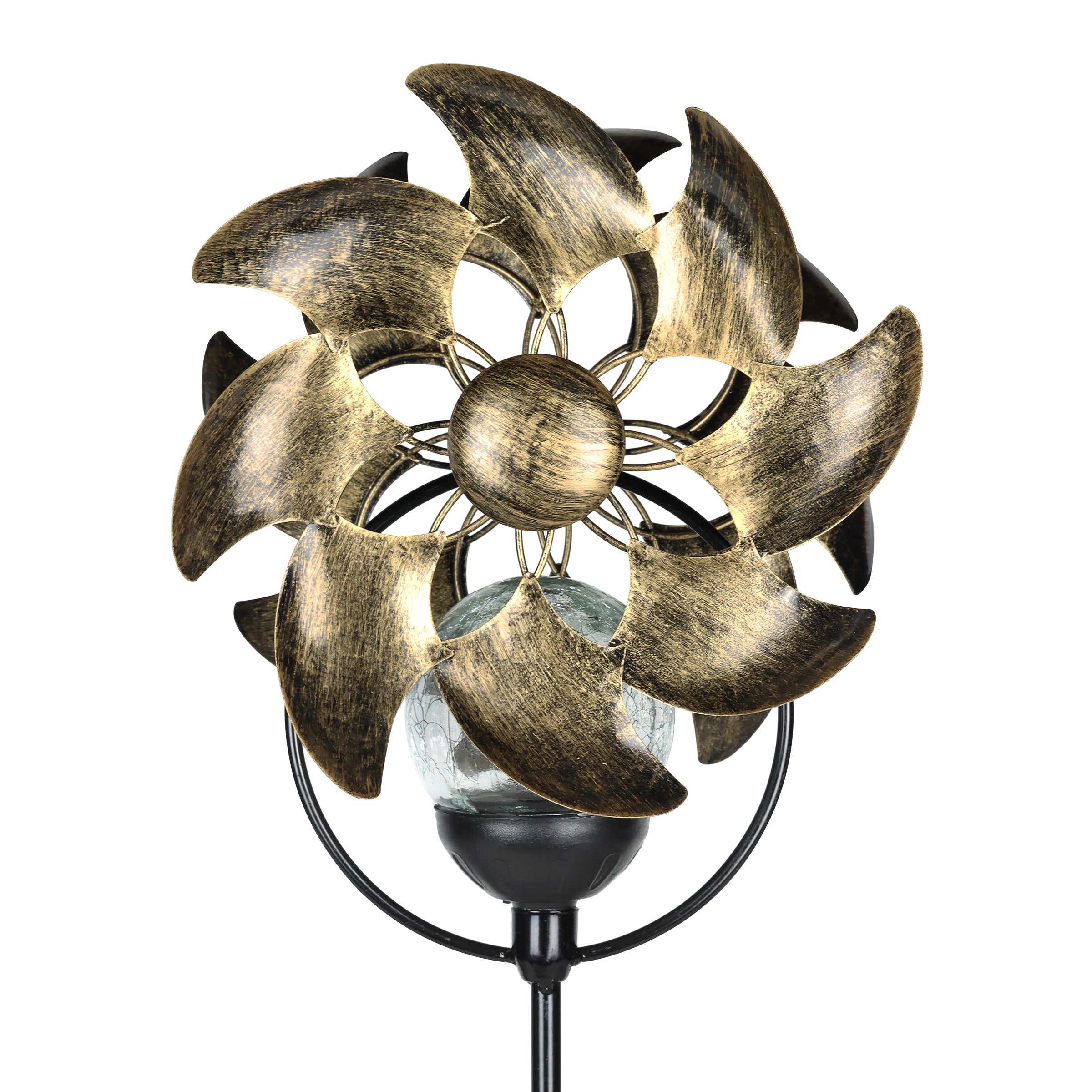 Solar Color Changing Double Windmill Wind Spinner Garden Stake - Thumbnail 5
