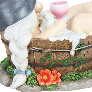 Good Time Bubble Bath Betty Gnome in a Tub Garden Statue with LED lights on a Battery Operated Timer, 7.5 by 7.5 Inches | Exhart