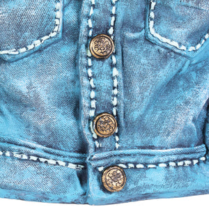 Hand Painted Blue Jean Jacket with Birds Resin Planter, 14.5 by 11.5 Inches | Shop Garden Decor by Exhart