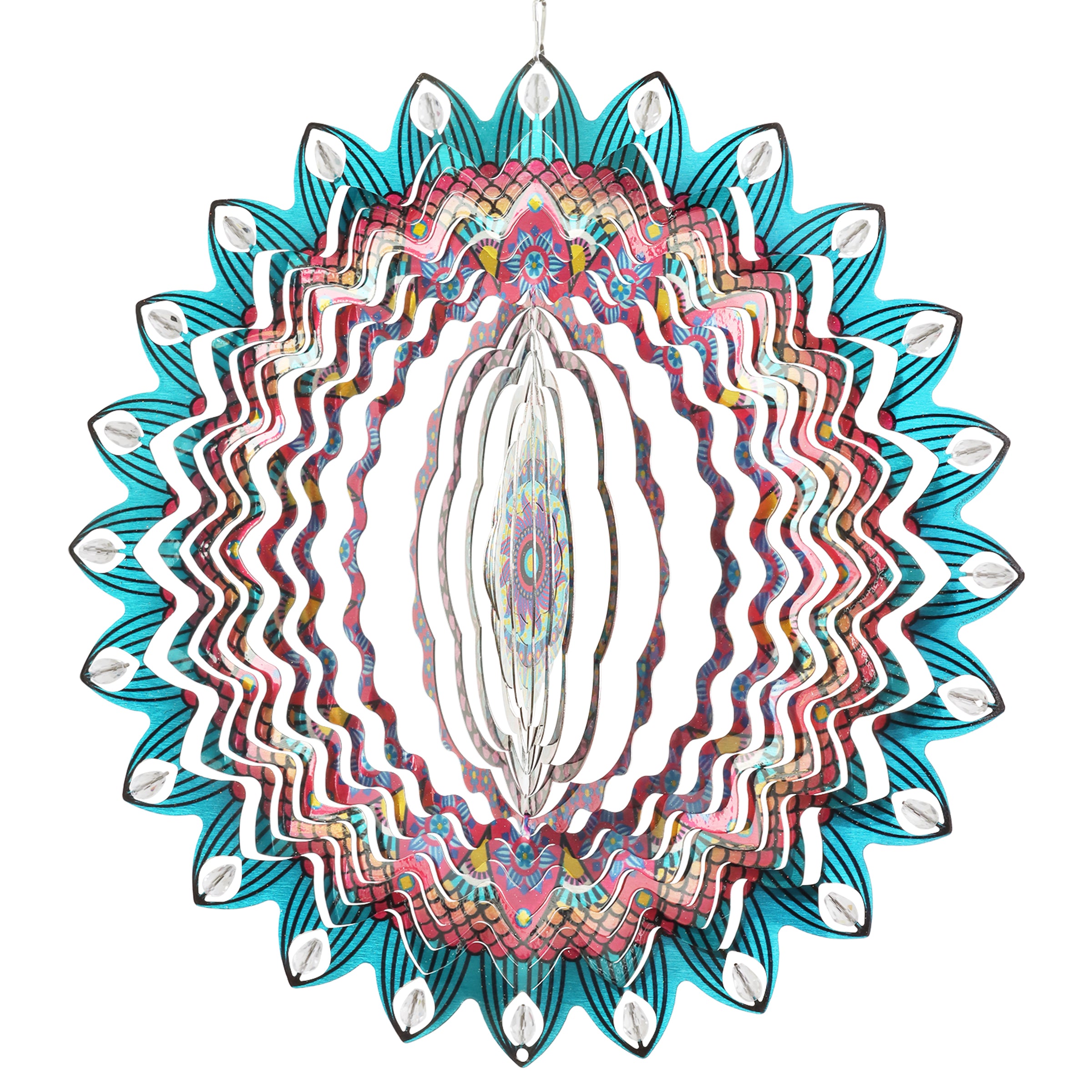 Laser Cut Mandala Hanging Wind Spinner with Bead Details - Thumbnail 4