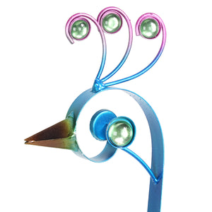 Metal Filigree Blue Bird with Green Tail Garden Statue, 28 Inch | Shop Garden Decor by Exhart