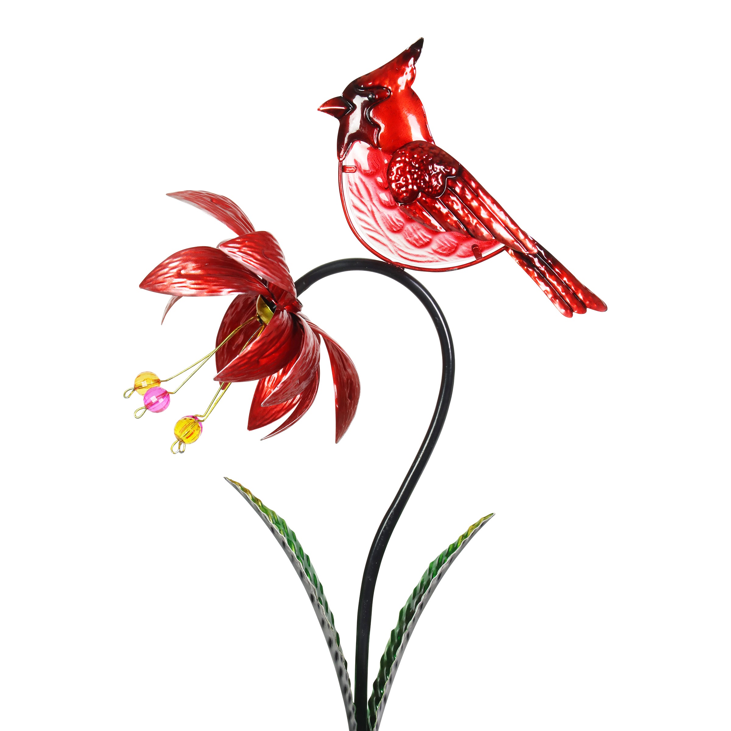 Exhart Spinning Flower with Cardinal Garden Stake - Thumbnail 2