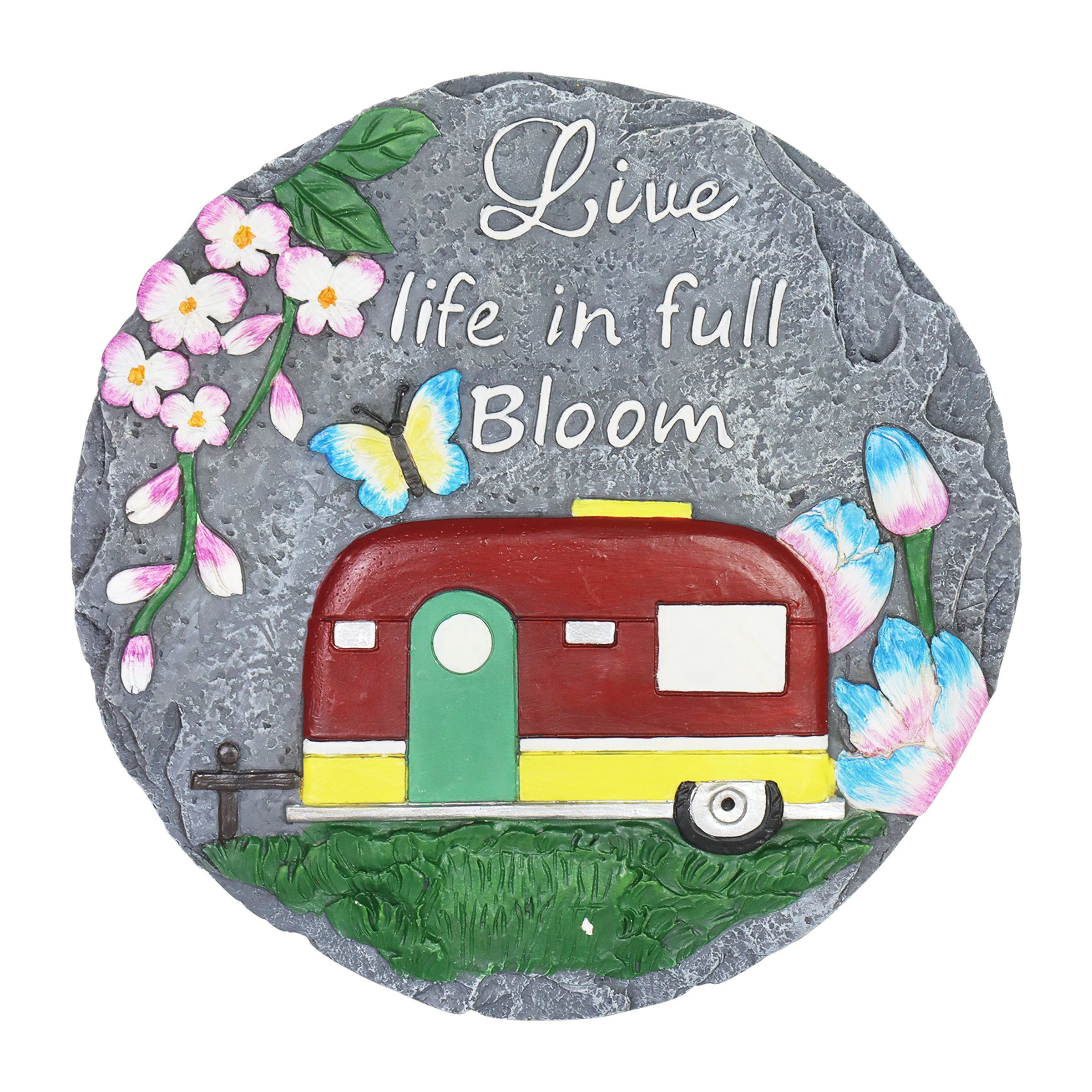 Vintage Trailer Garden Stepping Stone "Live Life in Full Bloom" - Thumbnail 2
