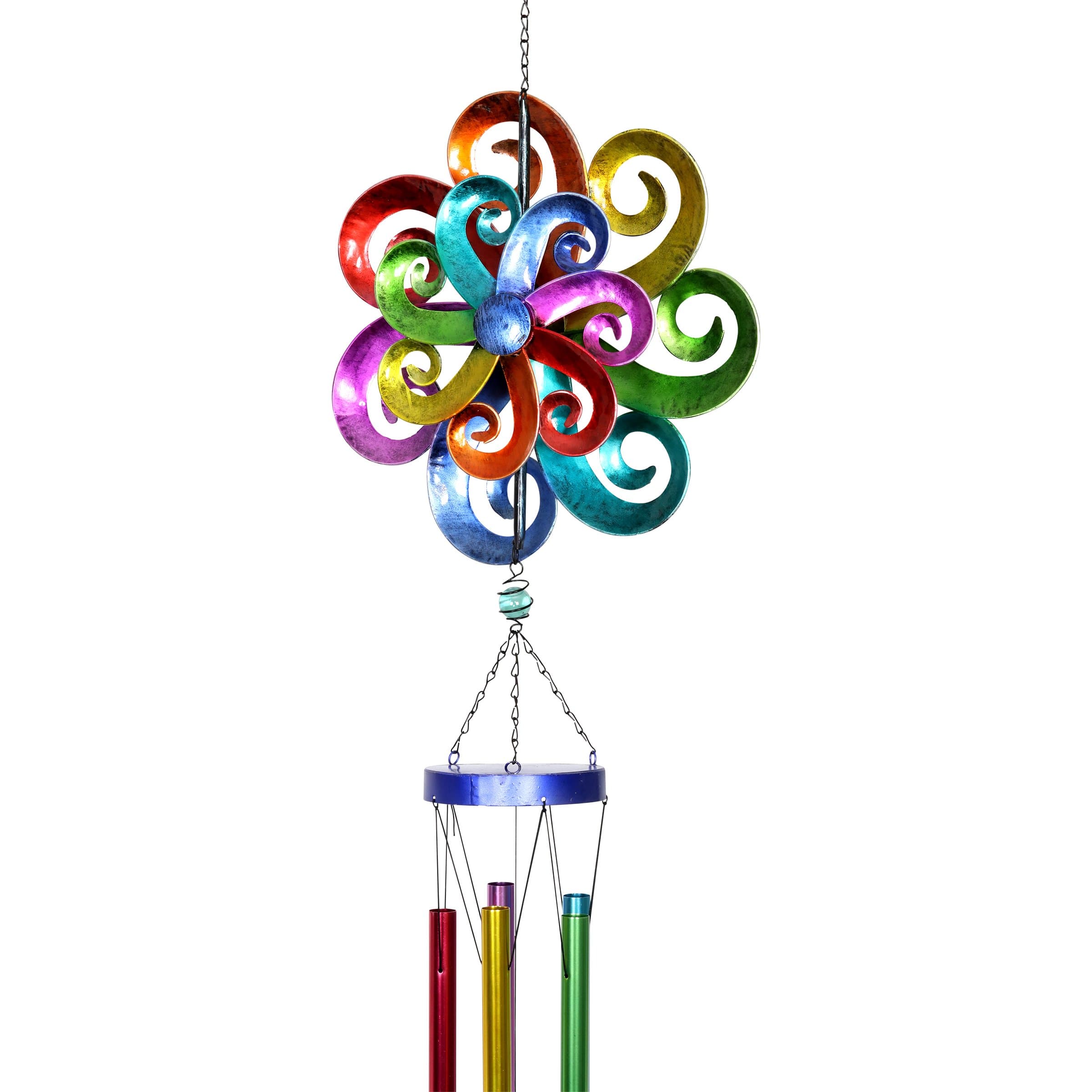 Rainbow Waves Double Wind Spinner Wind Chime - Thumbnail 4