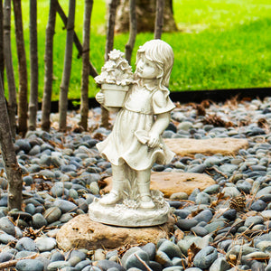 Solar Girl with a Flower Pot Garden Statue, 18 Inch | Shop Garden Decor by Exhart