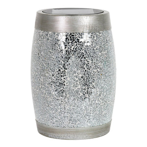 Solar Silver Glass and Resin Tabletop Lantern, 10 Inch | Shop Garden Decor by Exhart