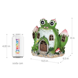 Solar Hand Painted Frog Fairy Garden House Statue, 10 by 8 Inches | Shop Garden Decor by Exhart