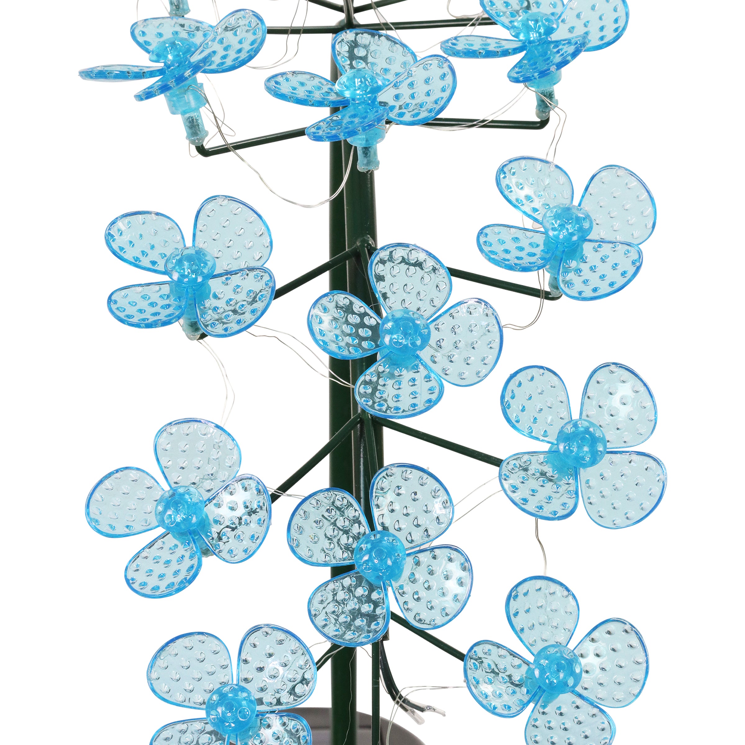 Solar Blue Flower Garden Stake with Spinning Forget Me Not Blooms - Thumbnail 2