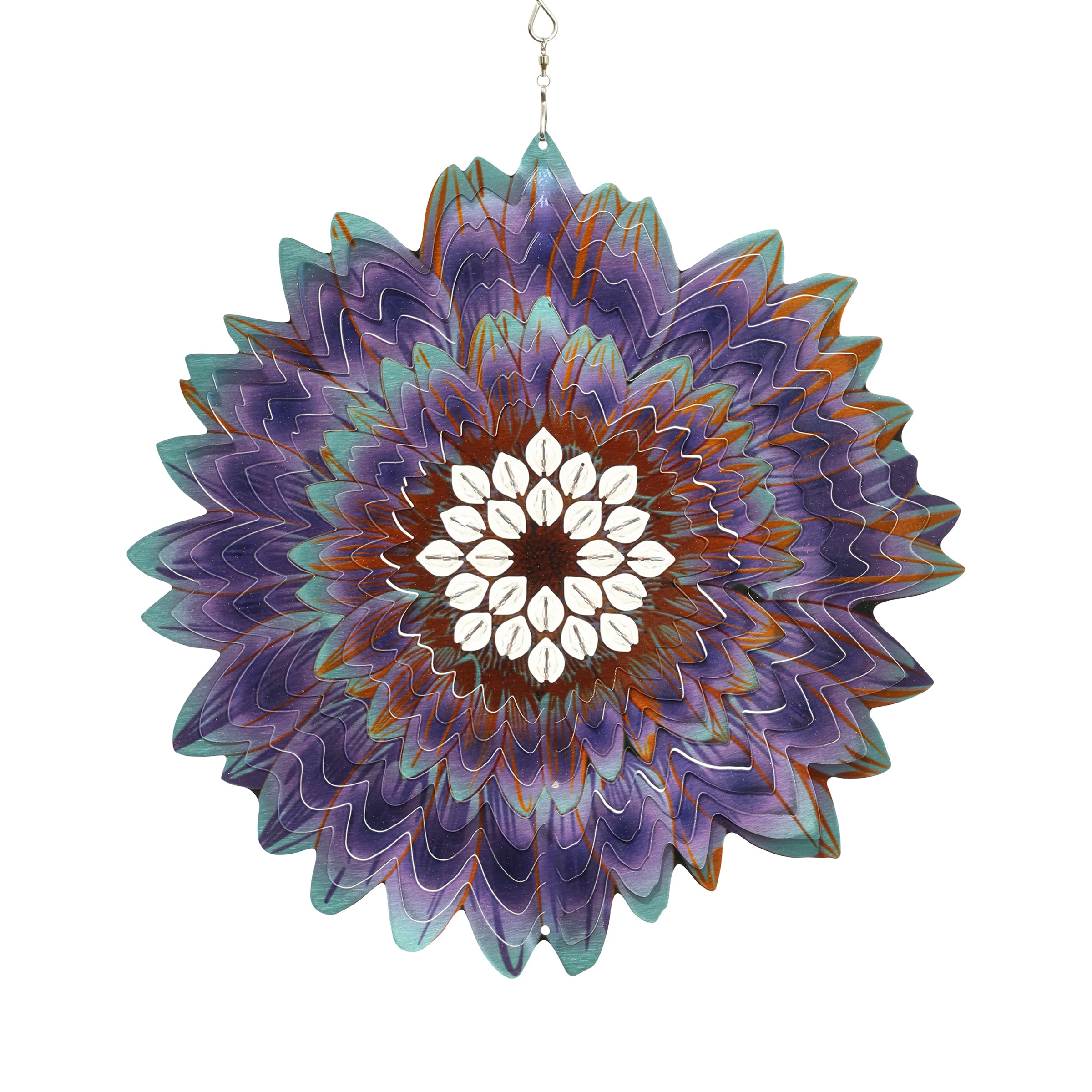 Laser Cut Sunflower Hanging Wind Spinner with Beads - Thumbnail 4