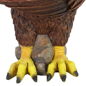 Solar Hand Painted Bald Eagle Garden Statue with Illuminating USA Flag, 7.5 by 12 Inches | Shop Garden Decor by Exhart