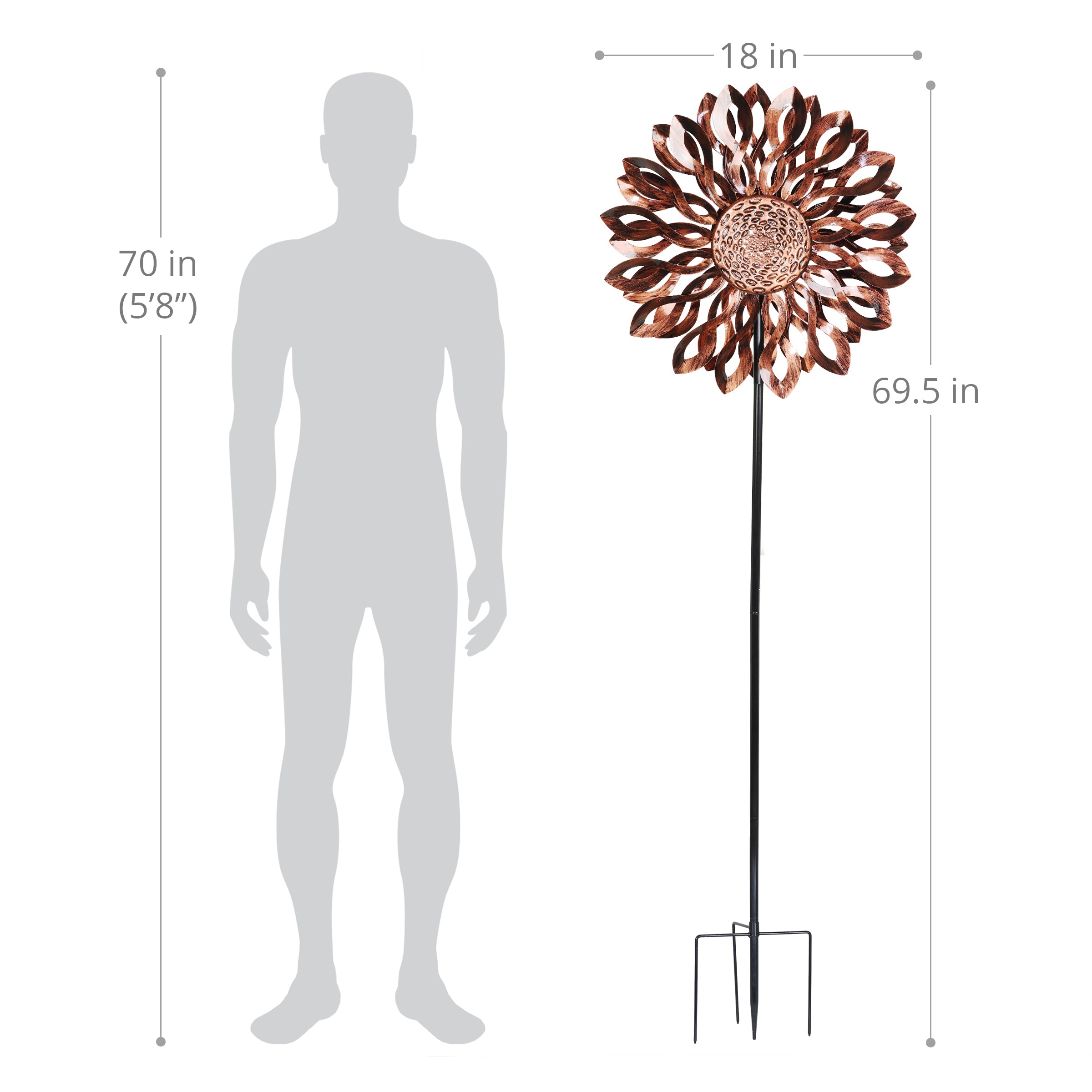 Exhart Infinity Double Sunflower Spinner Stake - Thumbnail 5