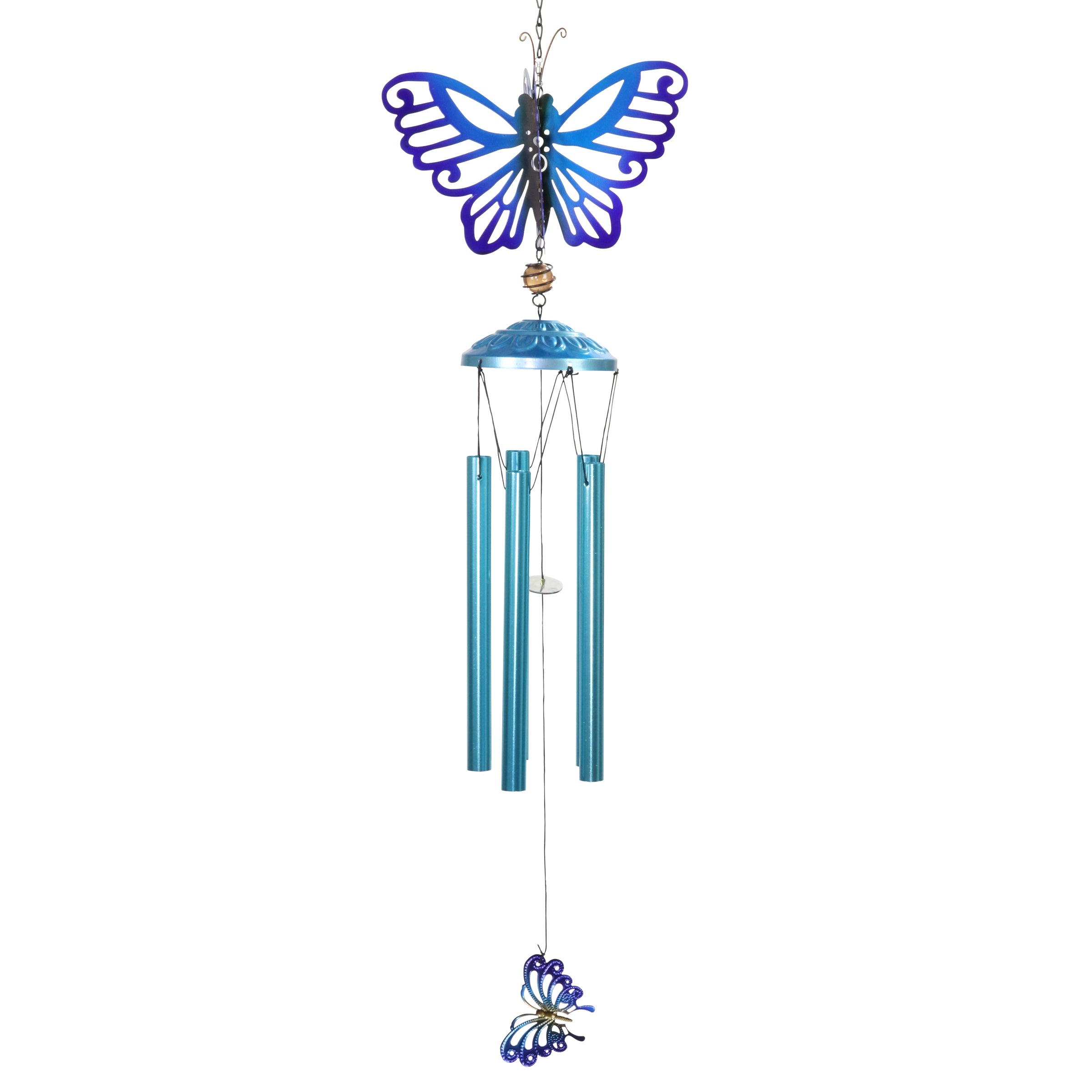 Spinning Blue Metal Butterfly Wind Chime - Thumbnail 3