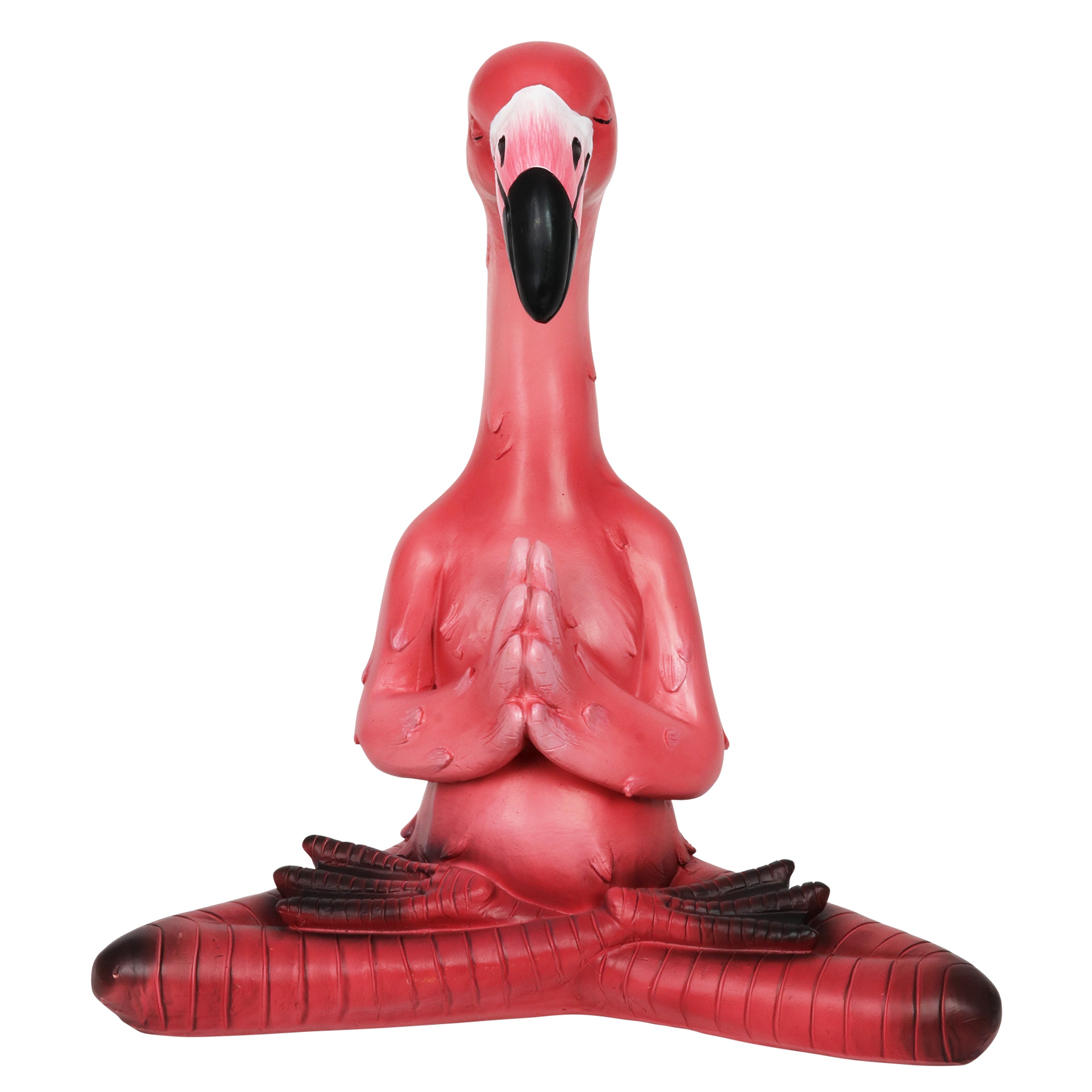 Meditating Yoga Flamingo in Lotus Garden Statue
