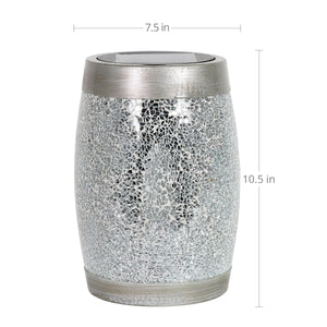 Solar Silver Glass and Resin Tabletop Lantern, 10 Inch | Shop Garden Decor by Exhart