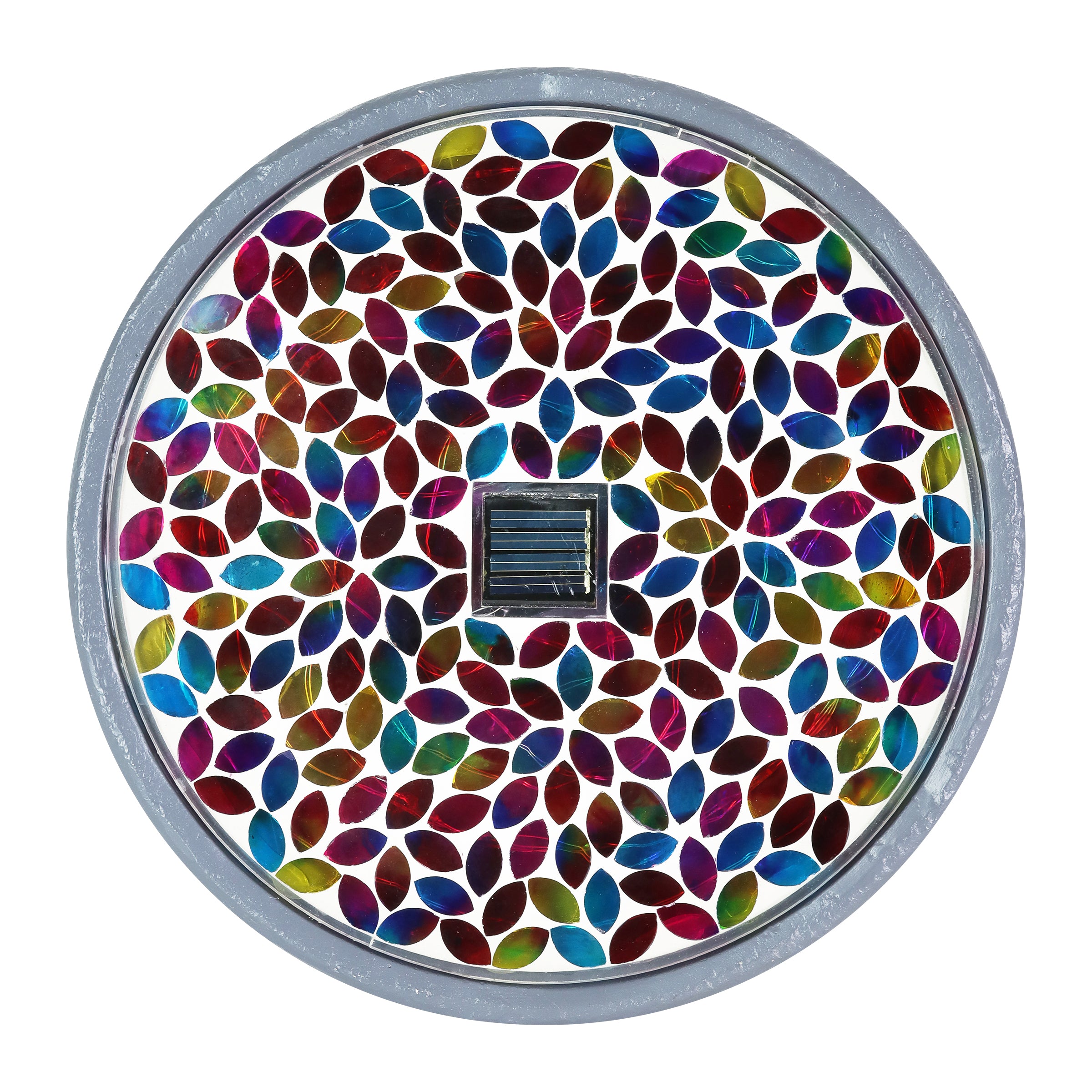 Solar Mosaic Glass Leaf Design in Cement Stone