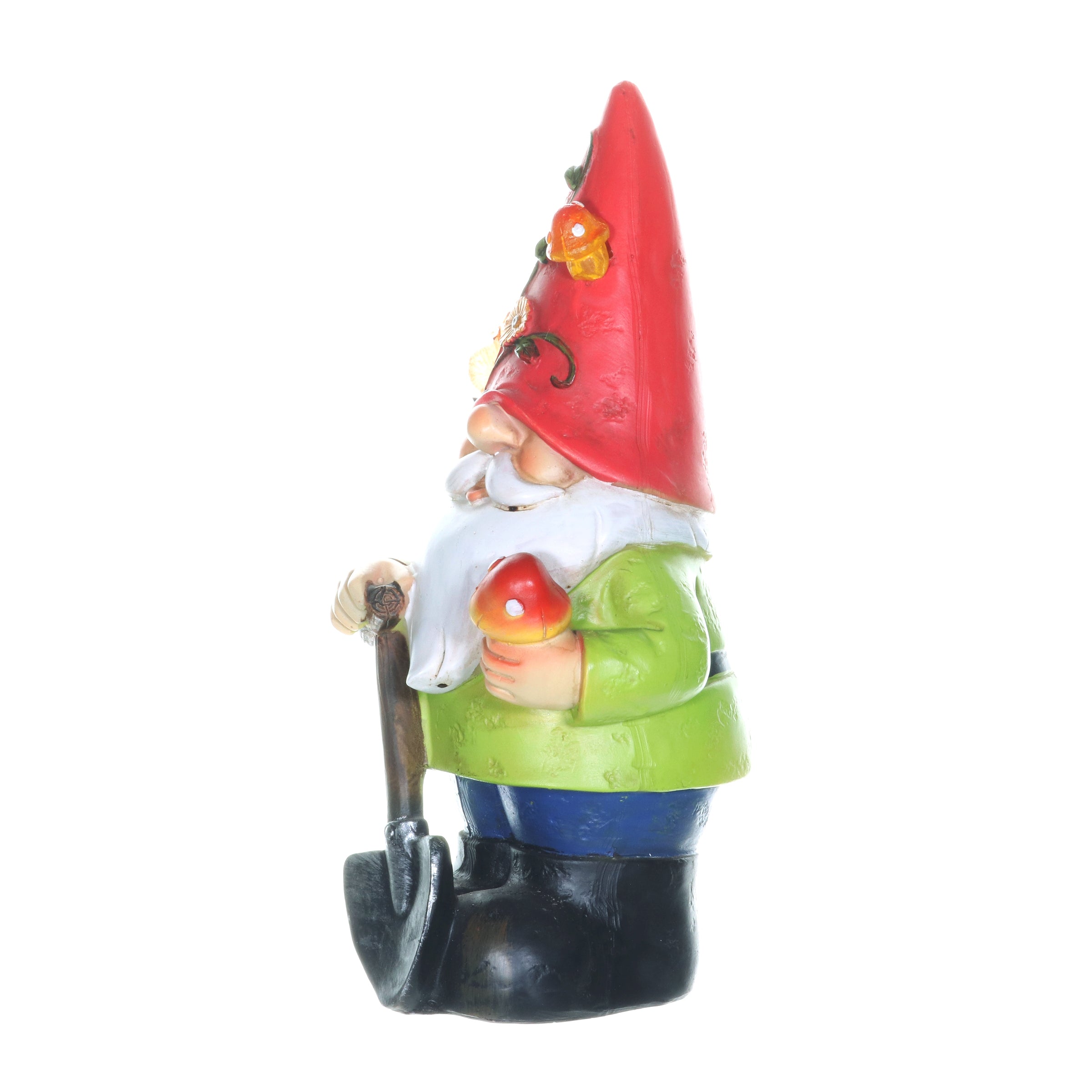 Solar Red Hat Roy Garden Gnome Statue with Shovel, 10 Inch | Shop Garden Decor by Exhart