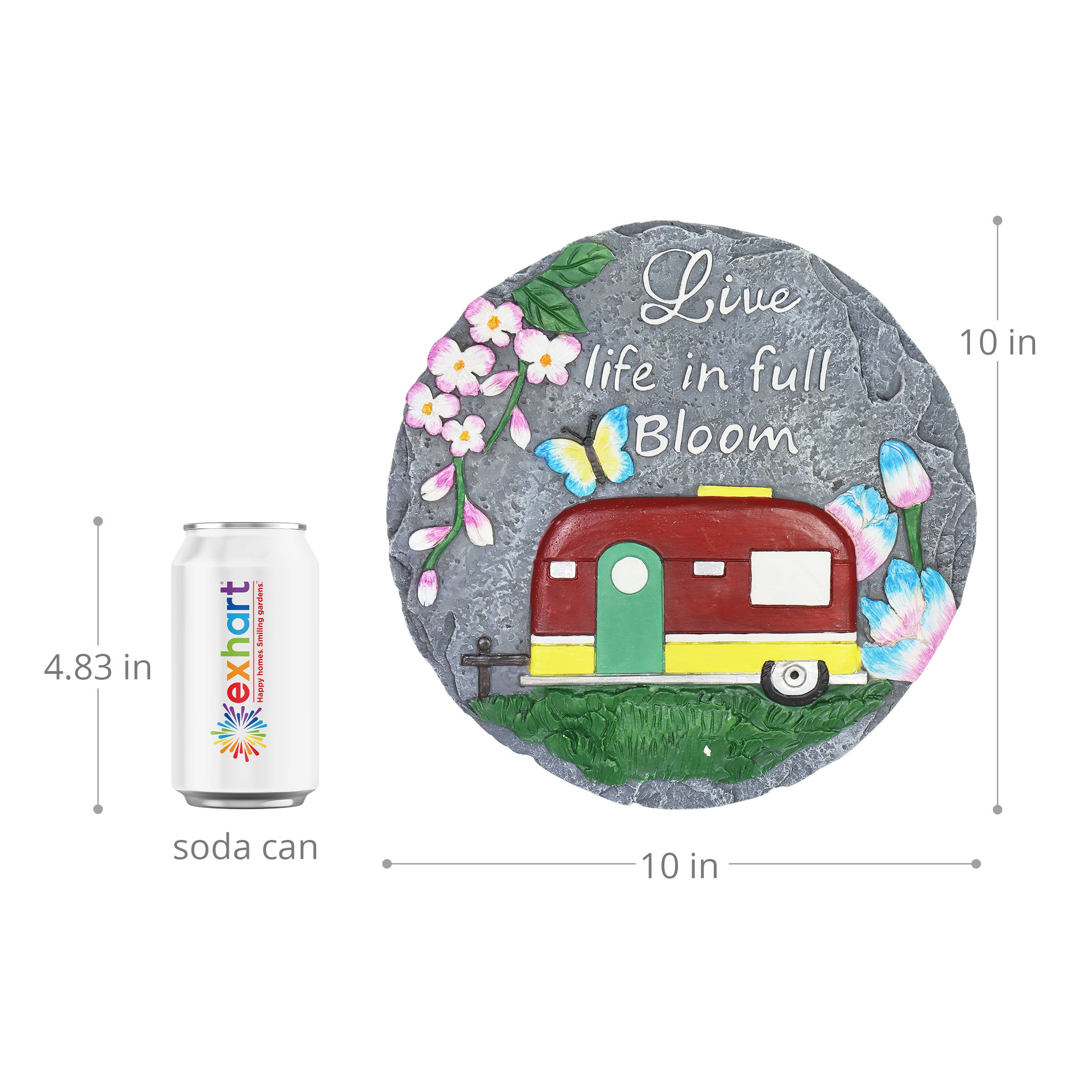 Vintage Trailer Garden Stepping Stone "Live Life in Full Bloom" - Thumbnail 3